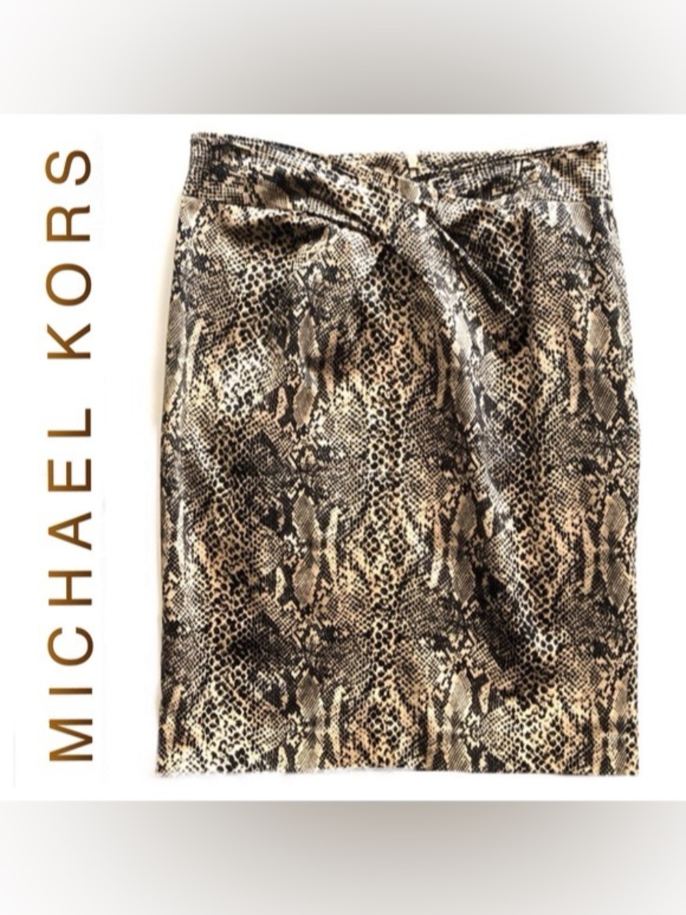 Michael Kors Snakeskin Print Twist-Front Pencil Skirt Size 8